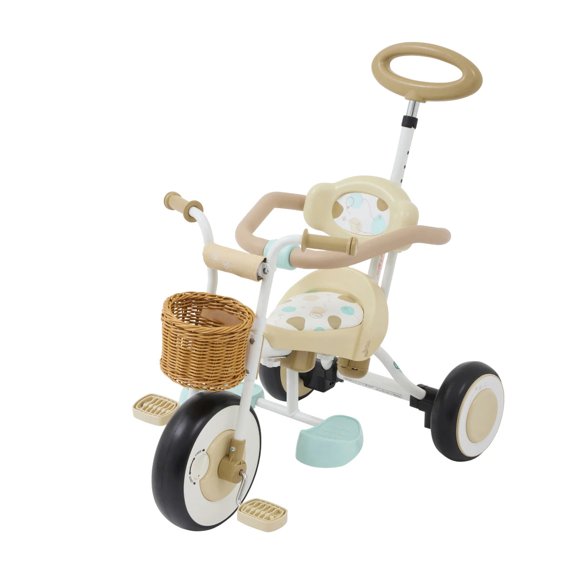 【美品】アイデス ナチュラル トライク プー&ハニー　三輪車 ステップ付 ナチュラルトライク プー＆ハニー バスケットつき – アイデス